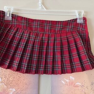 Chic Red Tartan Pleated Mini Skirt